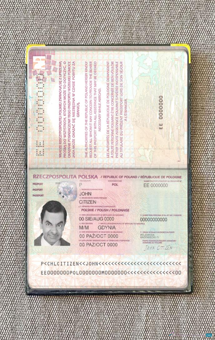 Download Poland passport (2011 2018) photo look Photoshop template